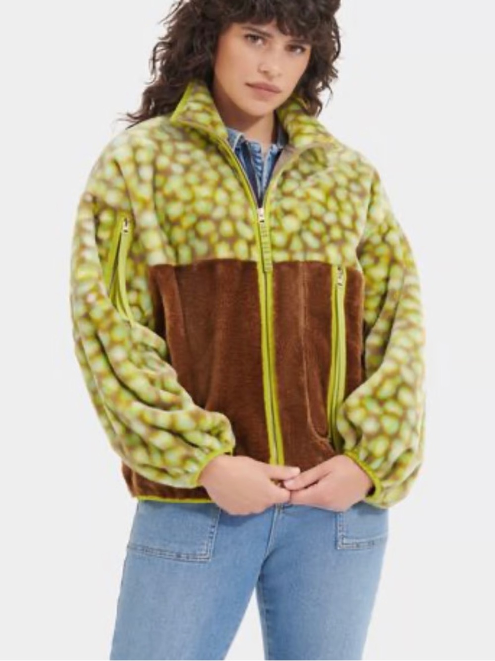UGG Marlene Print Faux Fur Jacket Coat Large